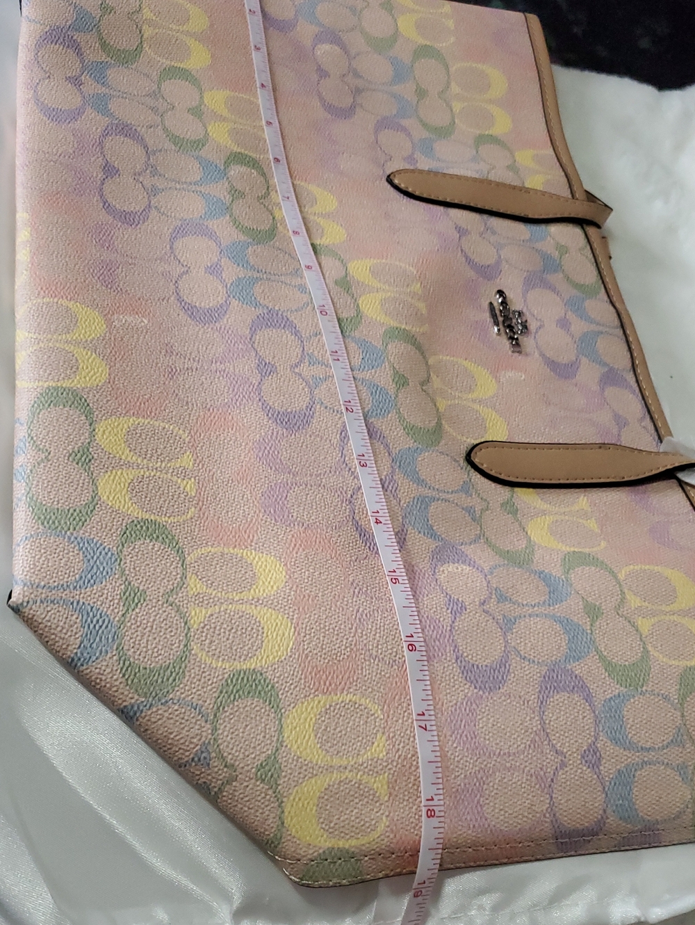 Coach Pastel Pink Signature Canvas Tote with Scarf Accent - Picture 14 of 16